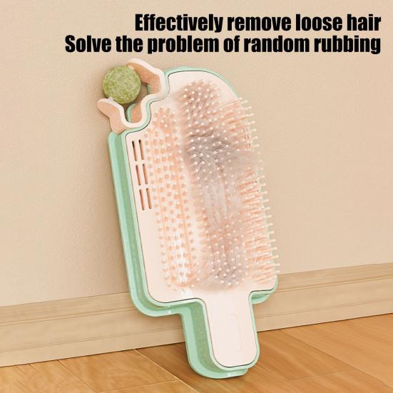 Cat Self Groomer with Catnip Wall Corner Cat Face Scratcher for Table Legs Pet Grooming Brush Massage Comb for Long Short Hair Cats Dogs