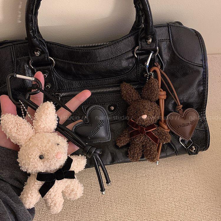 Plush bunny pendant leather love bag pendant cartoon doll cute keychain gift miu series