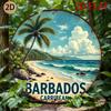 HD Tin Sign Barbados Caribbean Tropical Beach Round Metal Wall Art Travel Landscape Decor for Home Office