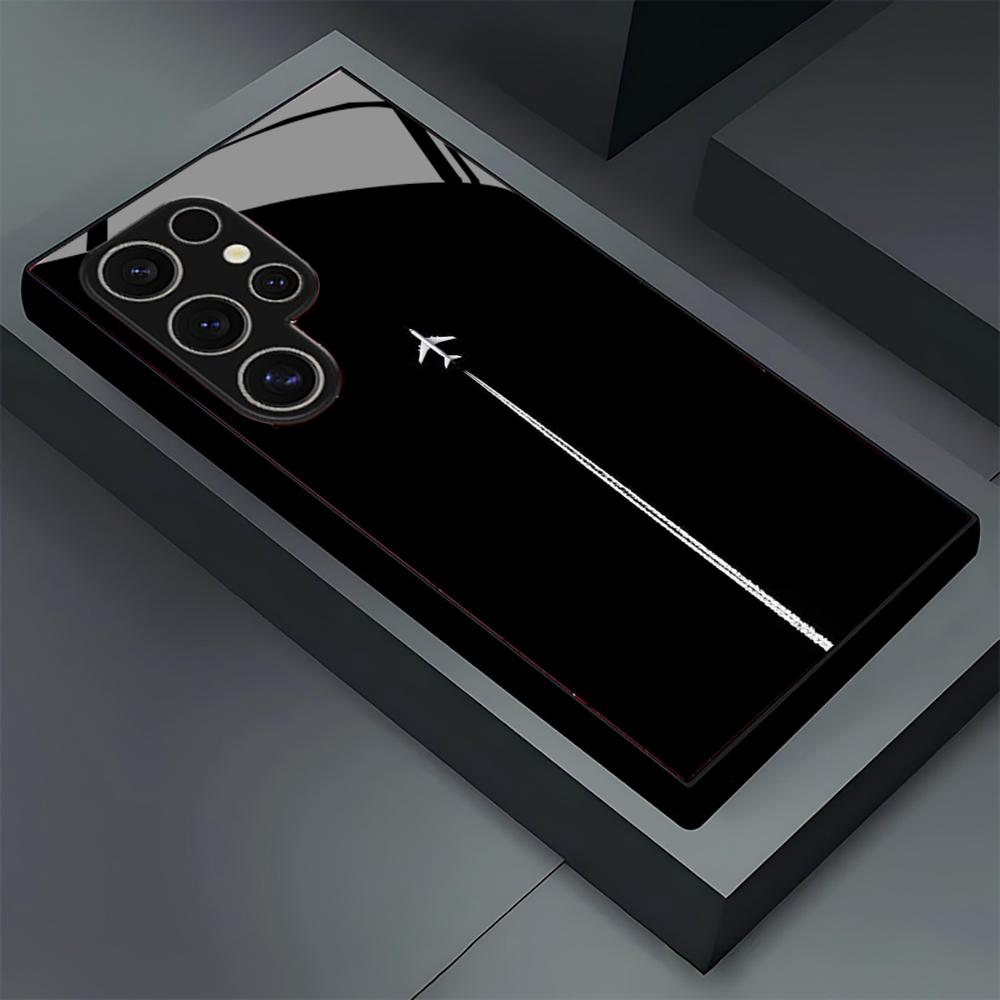 Flight Route  Glass Phone Case For Samsung Galaxy S26 S25 S24 S22 S23 Ultra S21 S20 Plus 5G  Non-Slip Full Cover