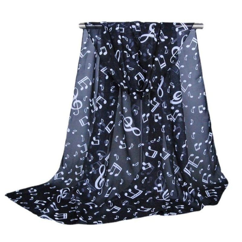 1PC Women Lady Musical Note Chiffon Neck Scarf Shawl Muffler Scarves Fabulous Elastic Beautiful Scarves