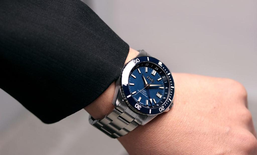 JIOS GMT GMT Made In Automatic Stainless Steel Sapphire Navy Blue DIVER'S104 Diver's Watch, Japan, Men's Watch, Strap, Crystal,