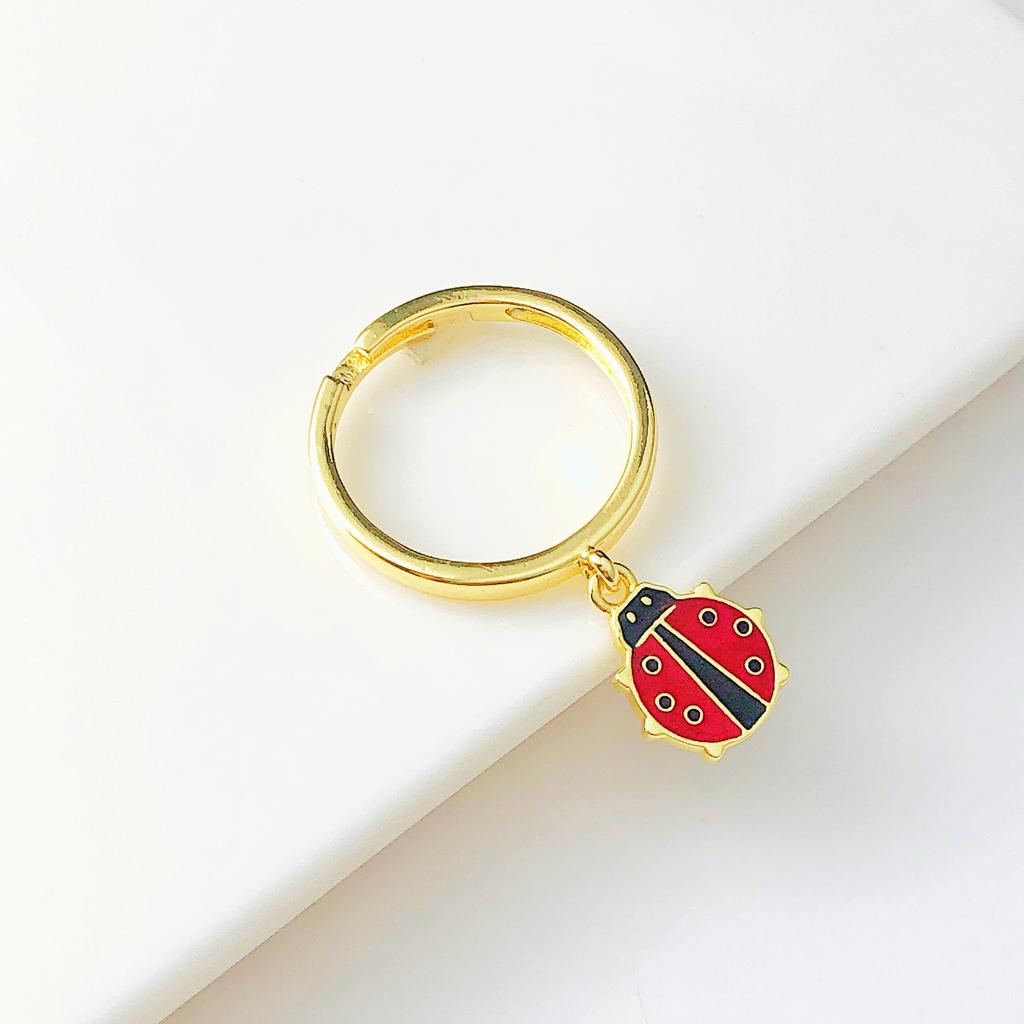 Adjustable Beetle Crab Fish Pendant Gold-Plated Open Ring For Women Girls New  Party Jewelry Fine Accessory Daily Wear