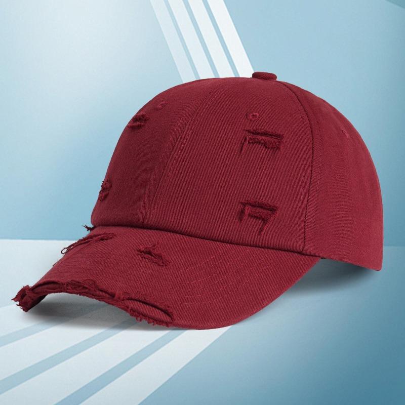 Summer sunscreen cotton ripped baseball cap embroidery big head circumference showing face small cap characters