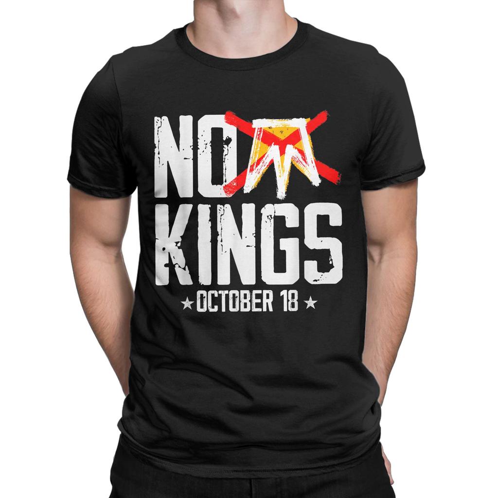 Herren T-Shirts No Kings 18. Oktober No Kings Day Lustiges Reines Baumwoll T-Shirt Kurzarm T-Shirts Rundhals Kleidung Geschenkidee