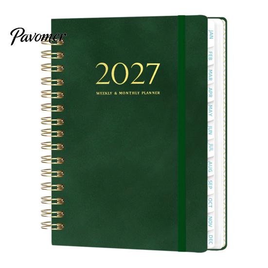 Agenda Appuntamenti A5 2027 Planner Settimanale Spiralato, Calendario Settimanale 365 Giorni con Organizer Copertina Rigida Elastico, 140 Pagine Carta Spessa