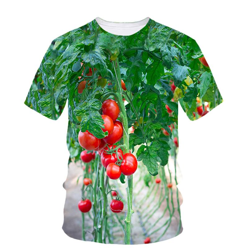 3D Printed Creative Tomato T Shirt For Women Vegetable Art Pattern Tees Summer Loose Round Neck Tops Short Sleeves Women T-Shirts