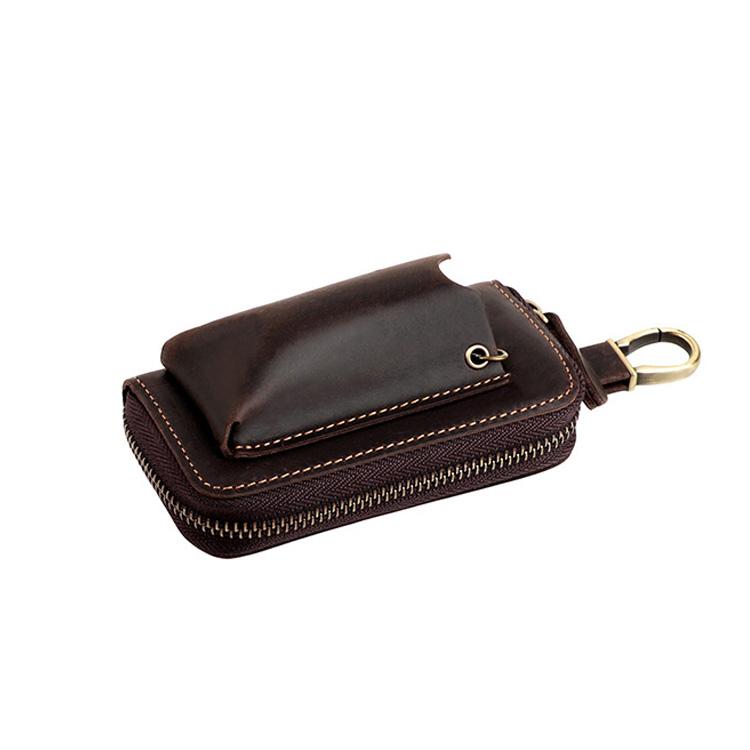 Genuine Leather Key Case Handmade Crazy Horse Vintage Car Key Wallet Retro Keychain Holder Pouch