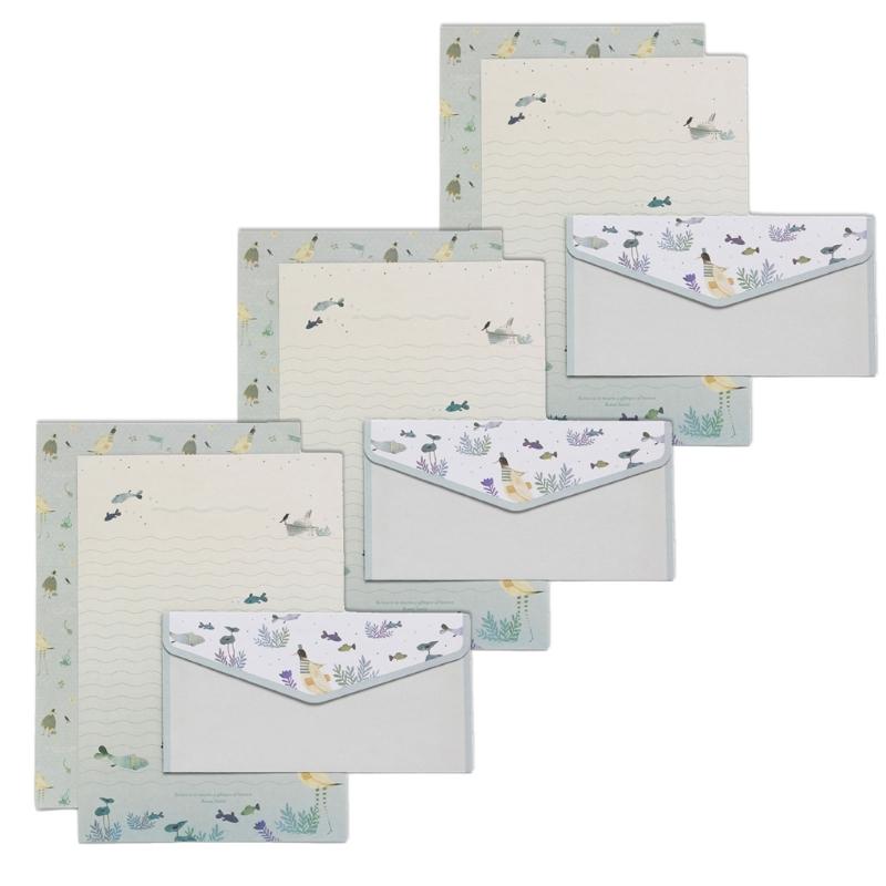 Vintage Blommigt Papper Brevpapper Set, 20 Delar Set (10 linjerade ark, 10 matchande kuvert), Brevstorlek 5,55x8,19 tum