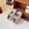 Girls' Silver Mary Jane Leather Shoes - Sweet Flat Soft Sole Children's Style