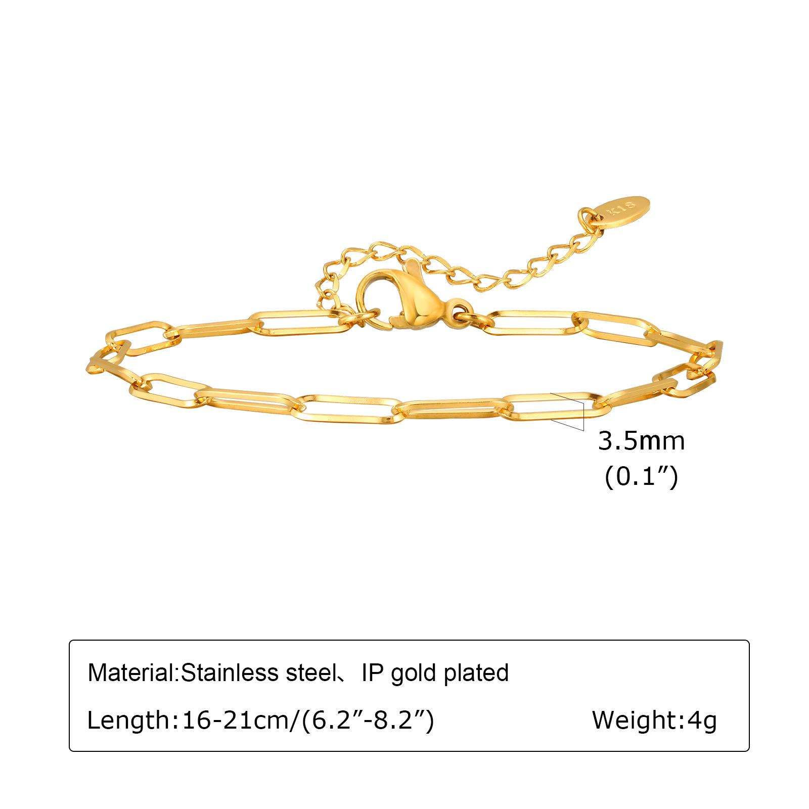 Bracelets Fashion Stainless Steel Cut Small Square Bracelet Ladies Gold, Accessories