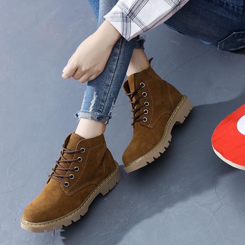 Leather Desert Boots Round Head Women'S Boots Waterproof Frosted Short Boots British Men'S Boots Vintage Tooling Boots Tide Outdoor Martin Boots