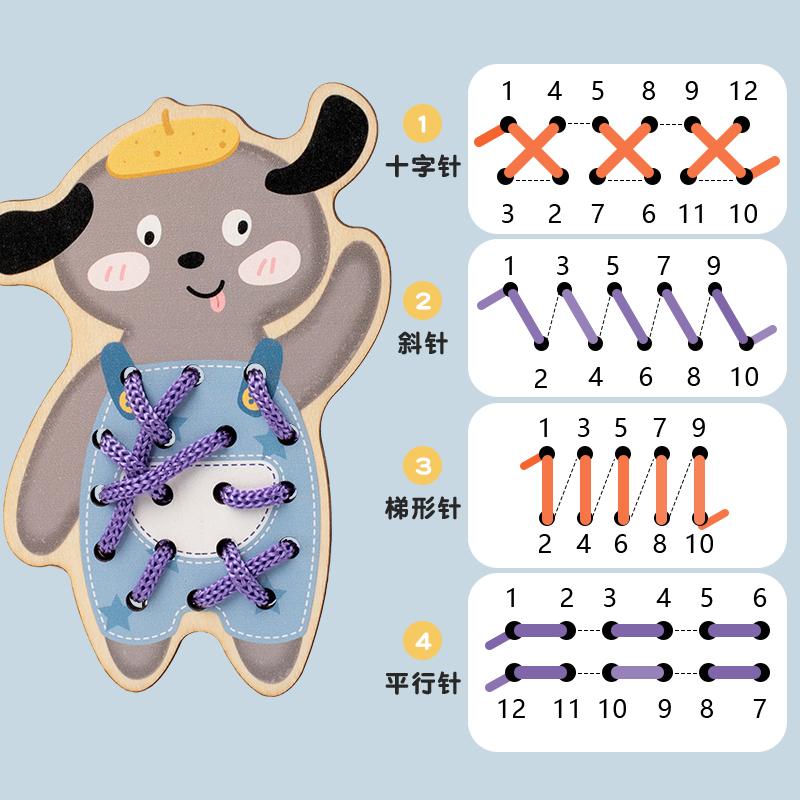 DIY Montessori Dinosaurs Rope Shape Puzzle Logical Thinking Training Thread Nail Board Educational Toys For Children Kids