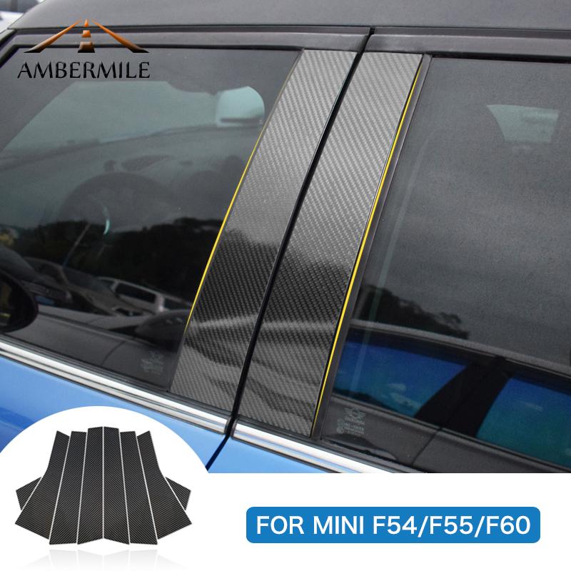 Carbon Fiber B Pillar Window Trim Cover Sticker For Mini Cooper F54 F55 F60 Clubman Countryman Auto Exterior Decor Parts