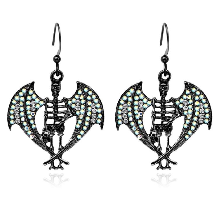 Skull Hand Bat Dangle Earrings Women Long Goth Punk Pumpkin Cat Head Earhook