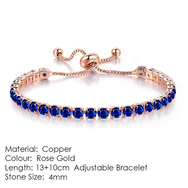 ZHOUYANG Tennis Bracelet For Women Luxury Handy Adjustable 4 Claws Mosaic 4mm Zirconia Rose Gold Color Fashion Jewelry Gift H133