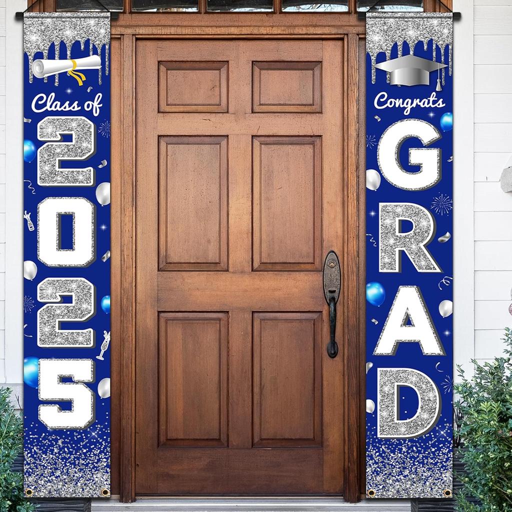2025 Graduation Party Decorations - Congrats Grad Banner Class of 2025 Congrats GRAD Porch Sign Banner for High School and College Graduation