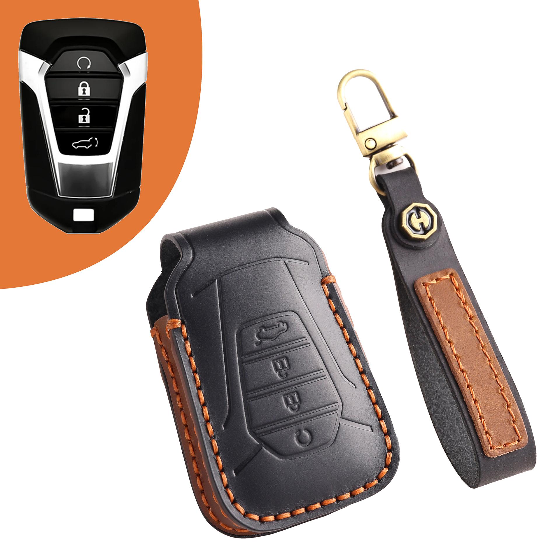 

[Isuzu ]Genuine Leather Key Cover Handmade Suitablefor mux mux d-max keychain car key case коричневый