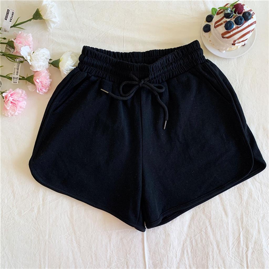 Pantaloni corti larghi da donna, comodi e comodi, con coulisse, in vita, elasticizzati