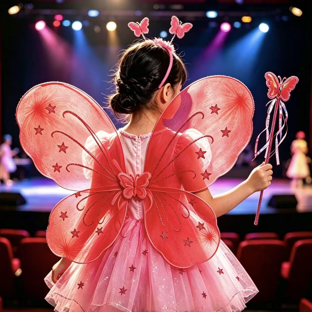 Children s Butterfly Angel Wings Performance Set - Single Layer, Three-Piece One Size