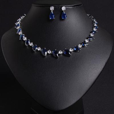 Women's Light Luxury Design Waterdrop Zircon Fashion Necklace Earring Set Elegant And Versatile With A Unique Design Sense Set