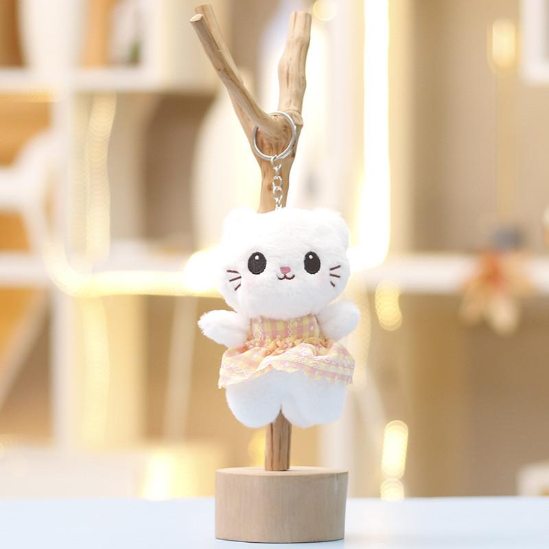 Cute Animal Plush Cat Keyring With Short Pile For Gift And Collection