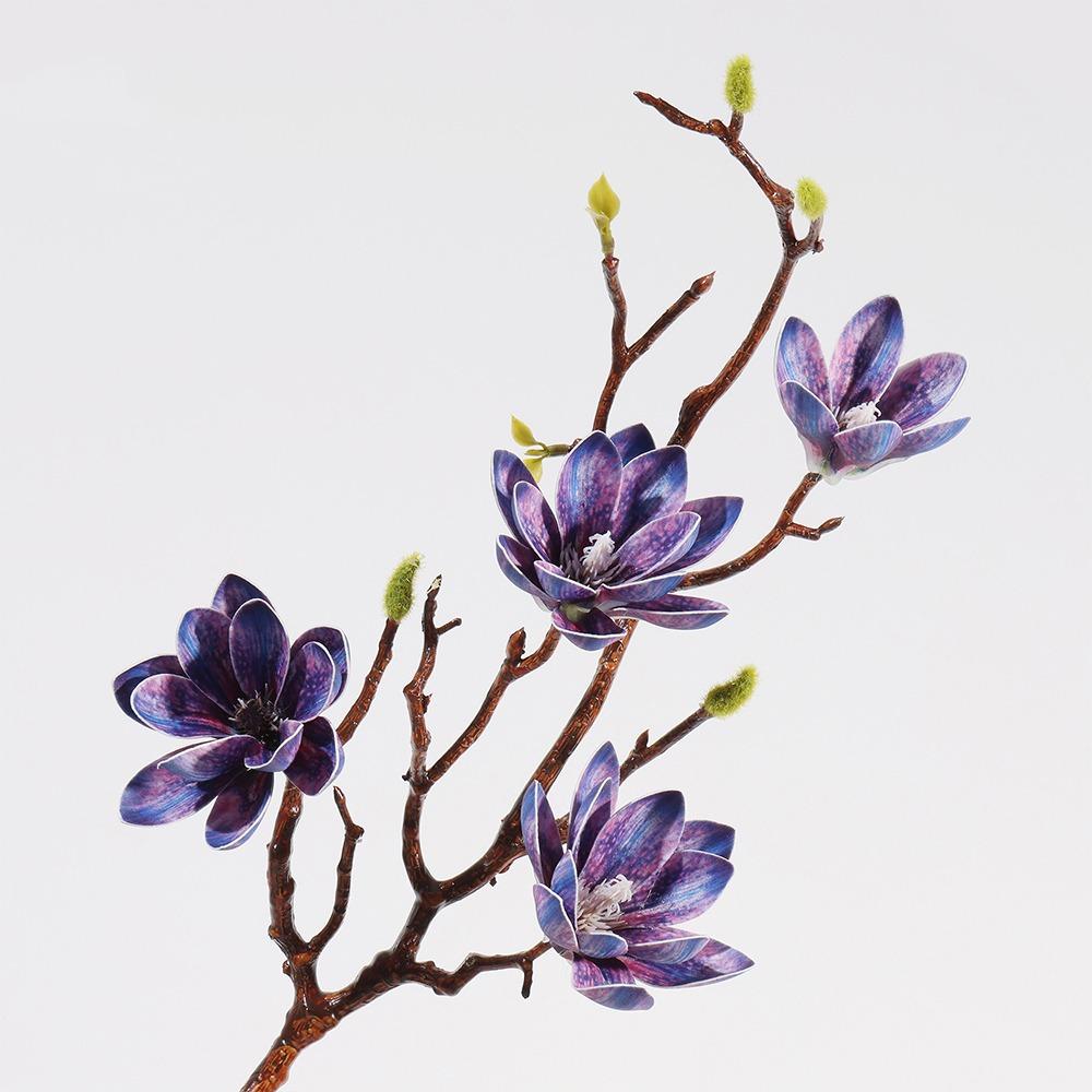 Large Artificial Magnolia Flower Real Touch Realistic Faux Magnolia Branch Handmade Luxury Simulation Big Magnolia Garden Decor фиолетовый