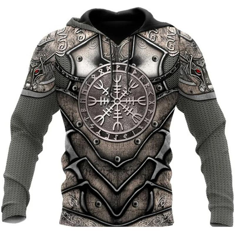 Viking Mythology Printed Men 3d Vintage Print Hoodies Autumn Long Sleeve Sweatshirt Casual Hoodies Men Sweatshirt Coat