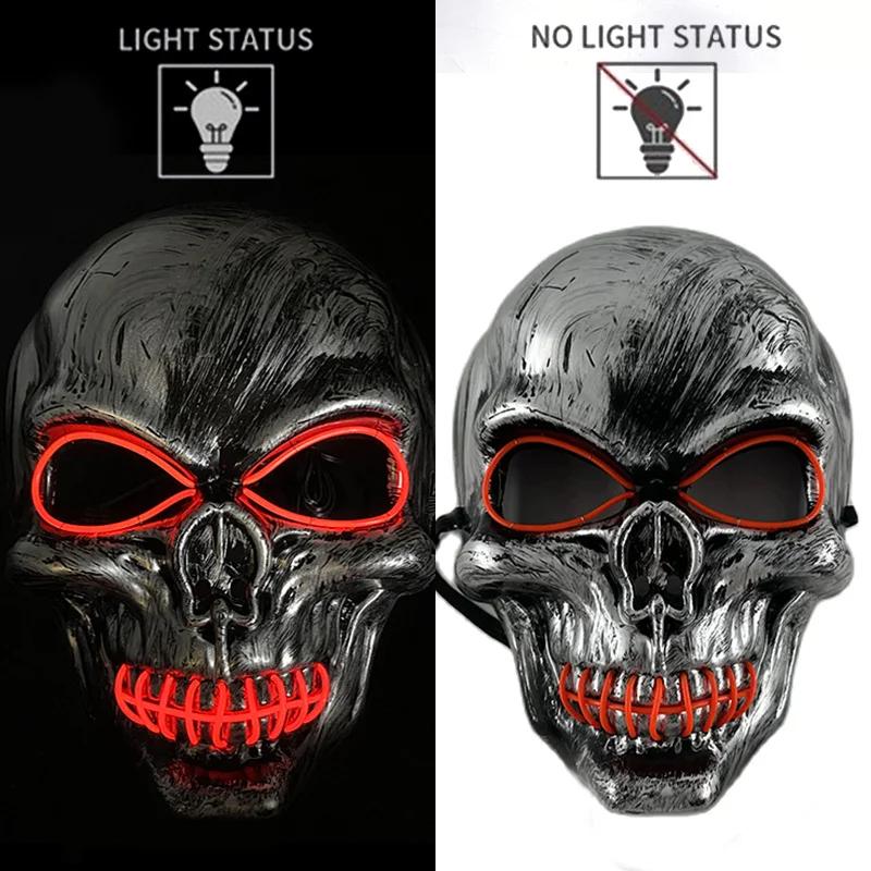 Halloween Skull Skeleton Headwear Horror Party Mask with Glow-in-the-Dark Feature Perfect Spooky Night Disguise or Purge Mask