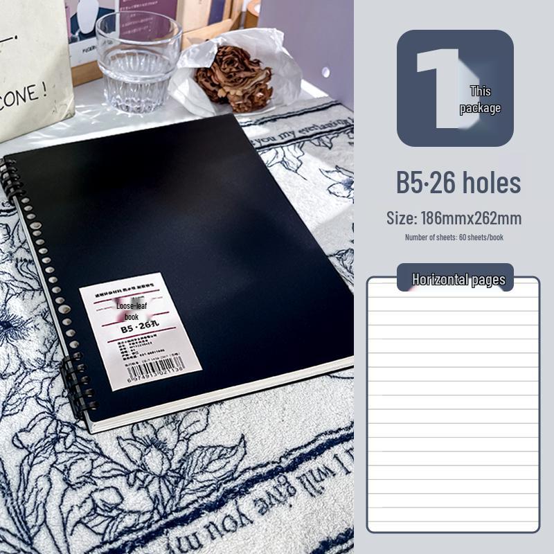 B5 Soft-Touch Loose-Leaf Notebook with Removable Coil and Stylish Binder Cover