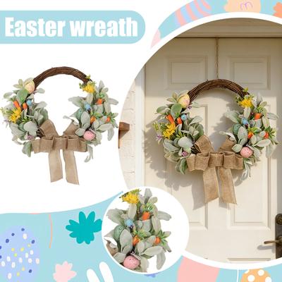 Easter Wreath, Festive Decoration With Bows And Colored Eggs | Outdoor Wreath Suitable For Weddings, Kitchens, Family Gatherings, Parties, Entrances
