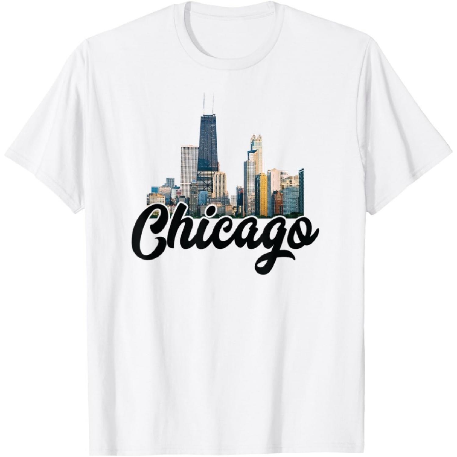 Чикаго Силуэт Архитектура Винтаж Глубокая Пицца Река Футболка S