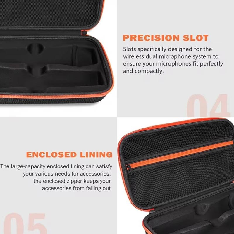 Wodoodporna Bezprzewodowa Torba do Przechowywania 2 Mikrofonów dla Podcasterów Podróżujących z 2 Mikrofonami, z Przenośnym Designem
