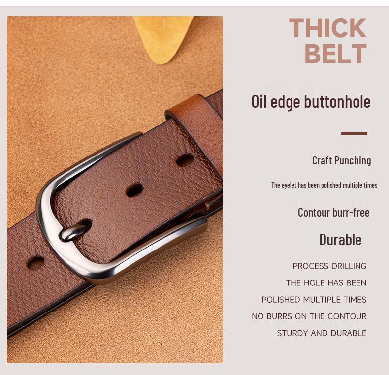 Men's Retro Genuine Cowhide Leather Jeans Belt