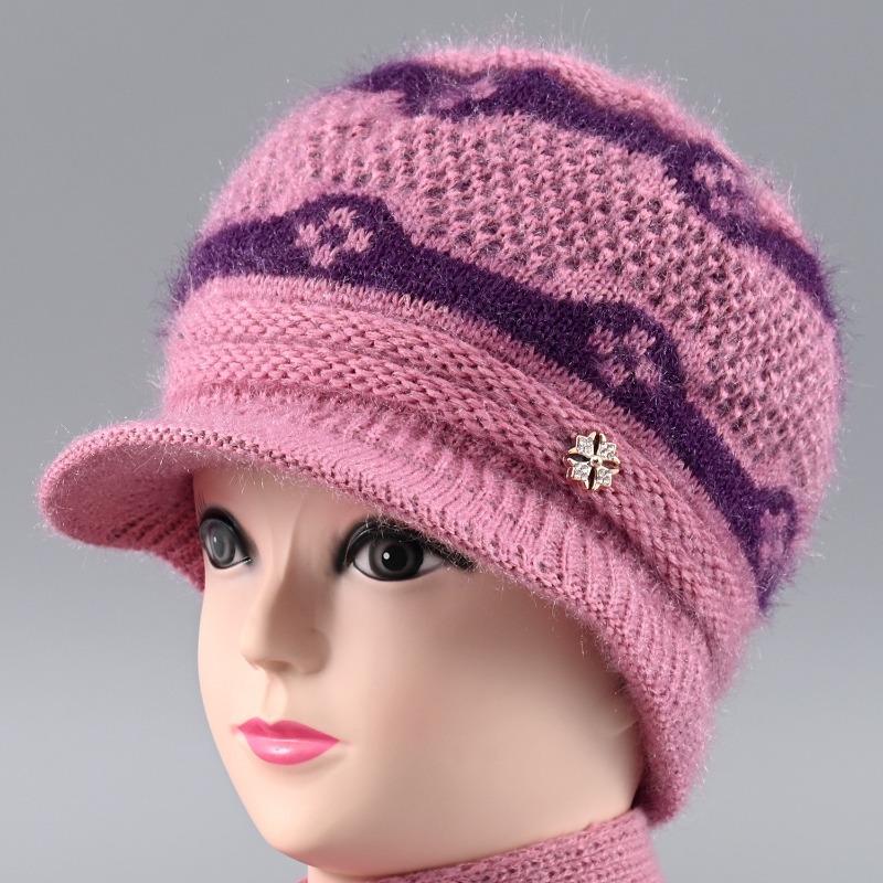 Winter New Velvet Warm Wife Hat Versatile Old Hat Women's Cold-proof Knitted Wool Hat