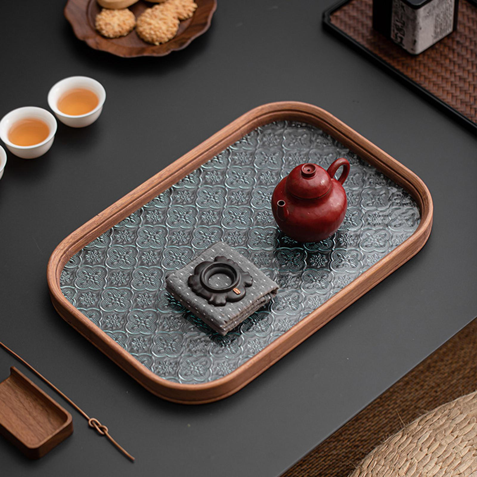 

Рельефный стеклянный органайзер для ванной комнаты, для хранения вещей, для ресторана, в традиционном китайском стиле 29.5x20x2.5cm