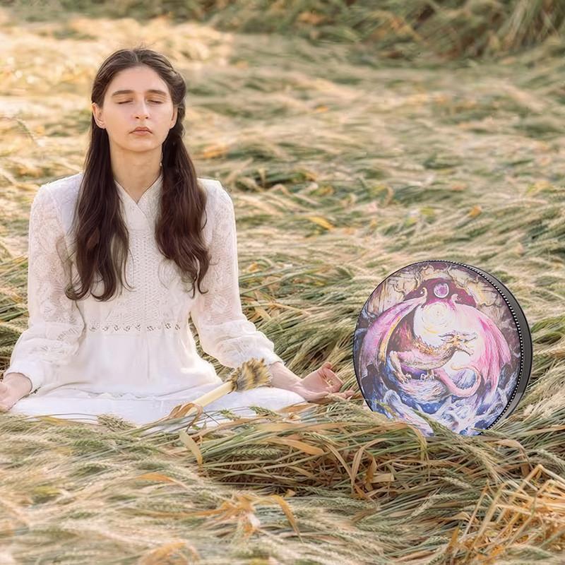 Delightful Dragon Pattern Drum Unique Decorative Instrument For Charming Celebrations Holiday