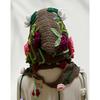 Bohemian Hooded Capelet Hat Comfortable Crochet Design Fringe Headwear with Floral Detailing Soft Winter Wear Gear