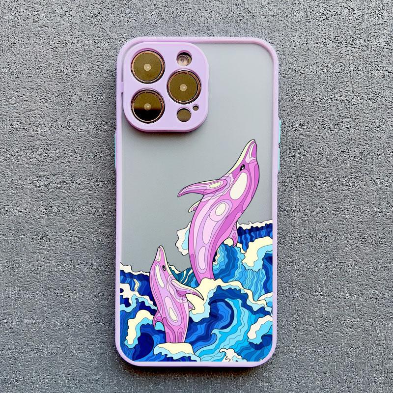 

Summer Ocean Dolphin Print Phone Case For iPhone 16 15 13 12 11 14 Pro Max Mini XR XS X 7 8 14 15 16 Plus Shockproof Back Cover iphone 14