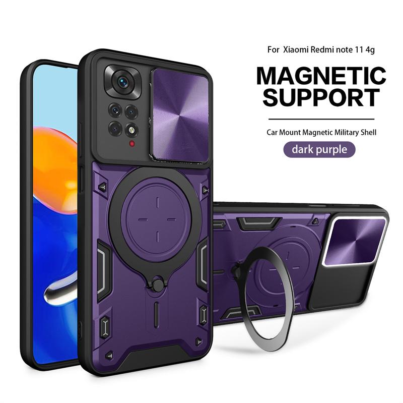 Slide Lens Protect Funda For Xiaomi Redmi Note 11 11E 12 Pro 11S 12C A1 Mi 13 Lite Poco X5 Pro Magnetic Ring Holder Armor Cover