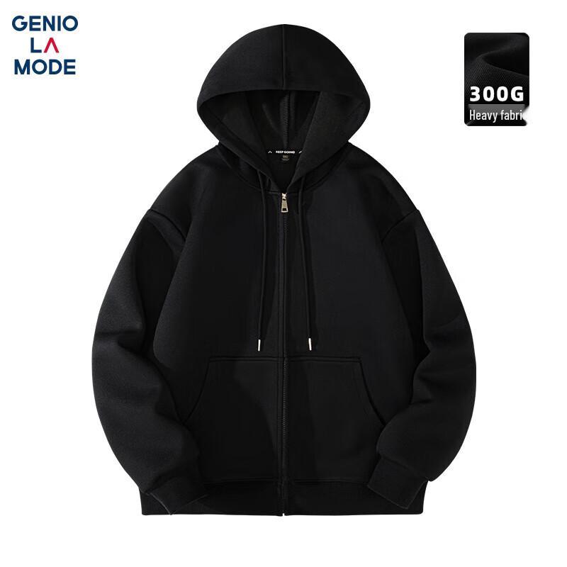 GENIOLAMODE Męska bluza z kapturem zapinana na zamek o gramaturze 300G