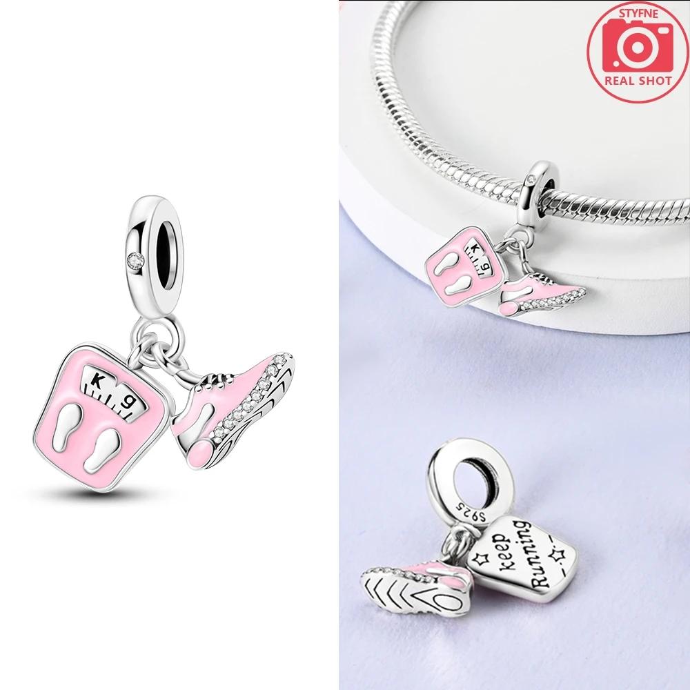 Charms Copperpink Weighing Scale Sports Shoes Pendants Fit Charms Plataoriginal Bracelet Beads Women Jewellery Making