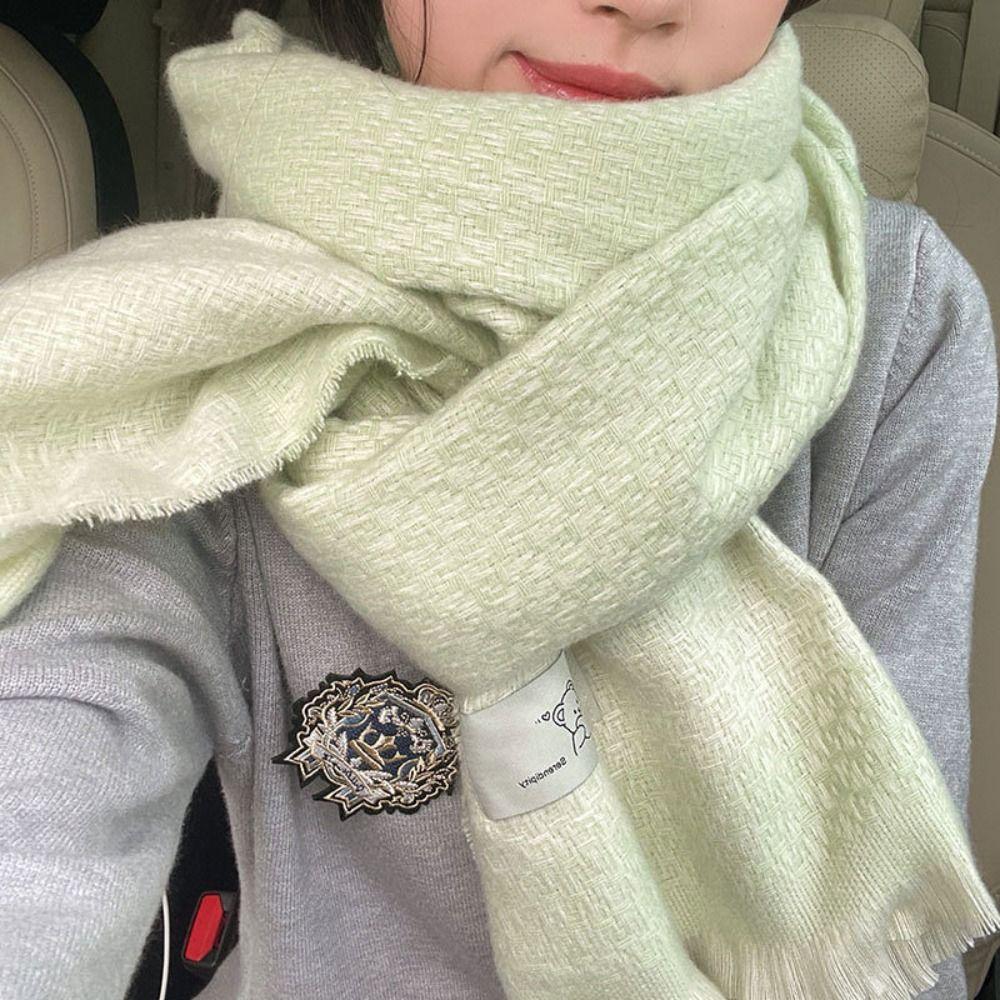 Korean Style Wool Tassel Scarves Solid Color Bear Shawl Fashion Winter Cashmere Scarf  Girls