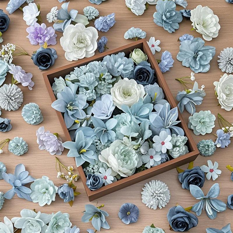 

20/50Pcs Pink Artificial Flower Head MSini Silk Artificial Rose Daisy Flower Craft Supplies Wedding Party Wreath Home Decoration 20Pcs синій