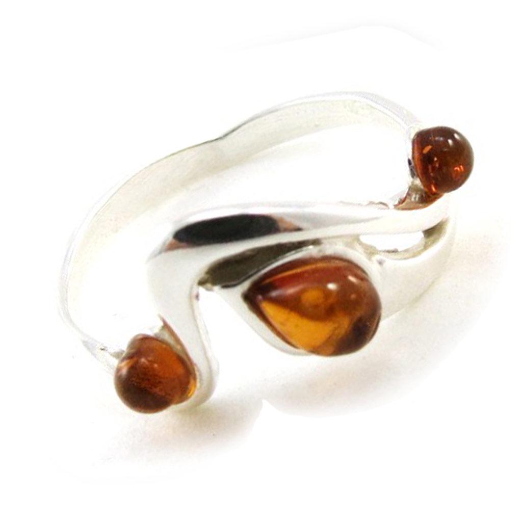 Silver Ring 'Inspiration' Silver Amber (rhodium) - 20x10 Mm