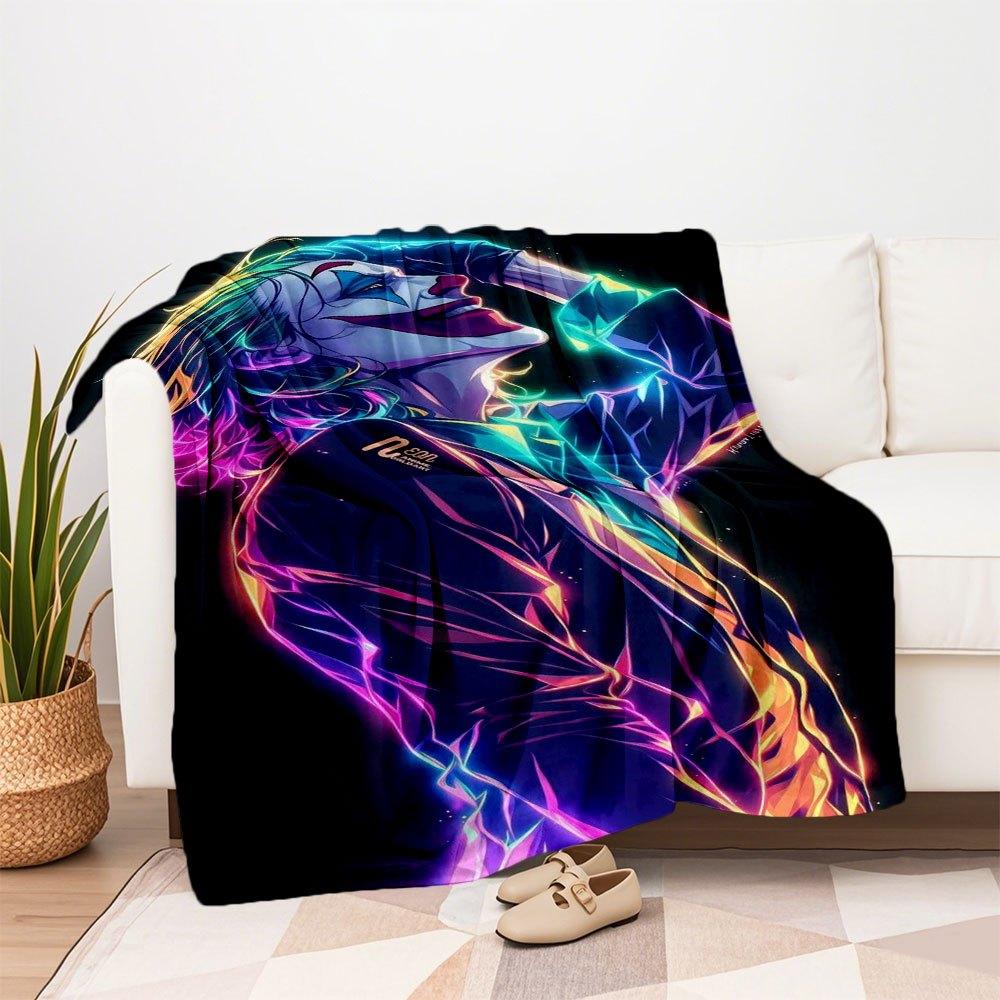 Neon Joker Art Print - Colorful Wall Decor for Bedroom or Living RoomBlanket Flannel Throw Blanket for Sofa, Bed, Travel, Camping, Office