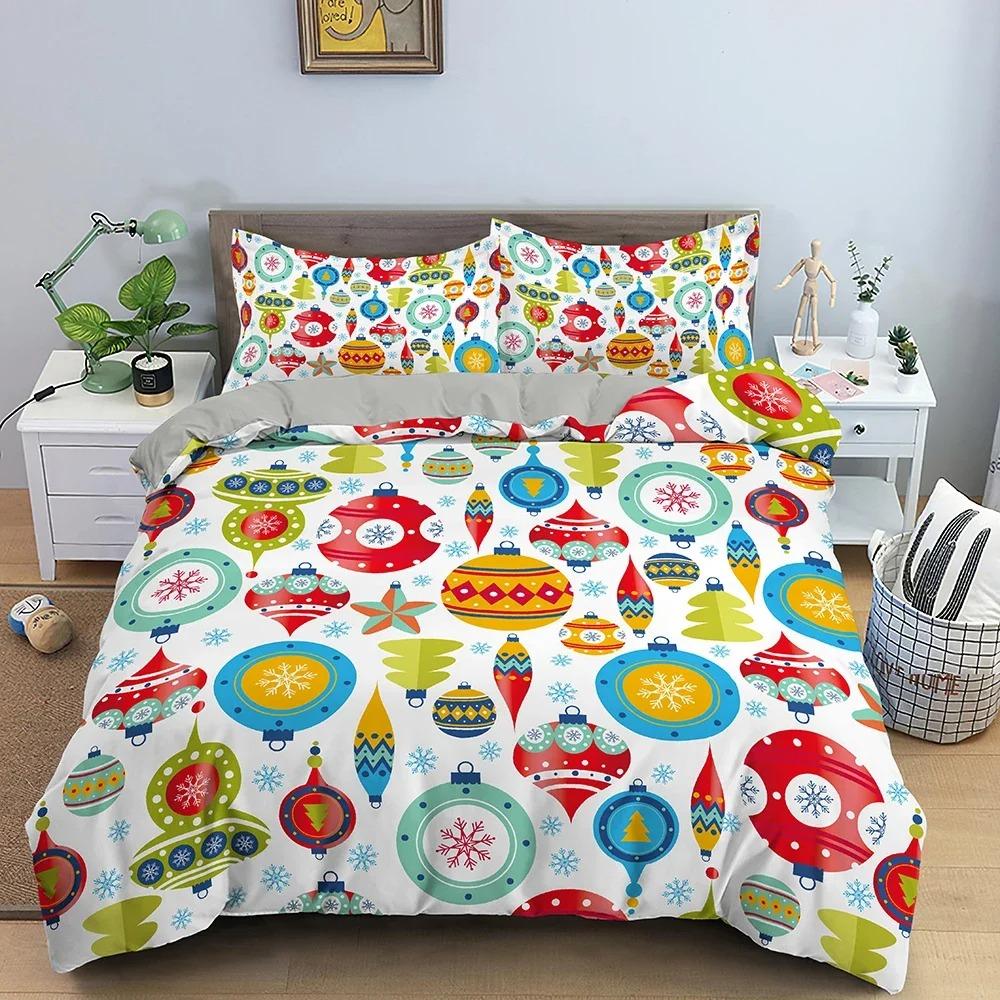 Merry Christmas Bedding Set King Queen Twin Size Duvet Cover Holiday Decorations For Bedroom