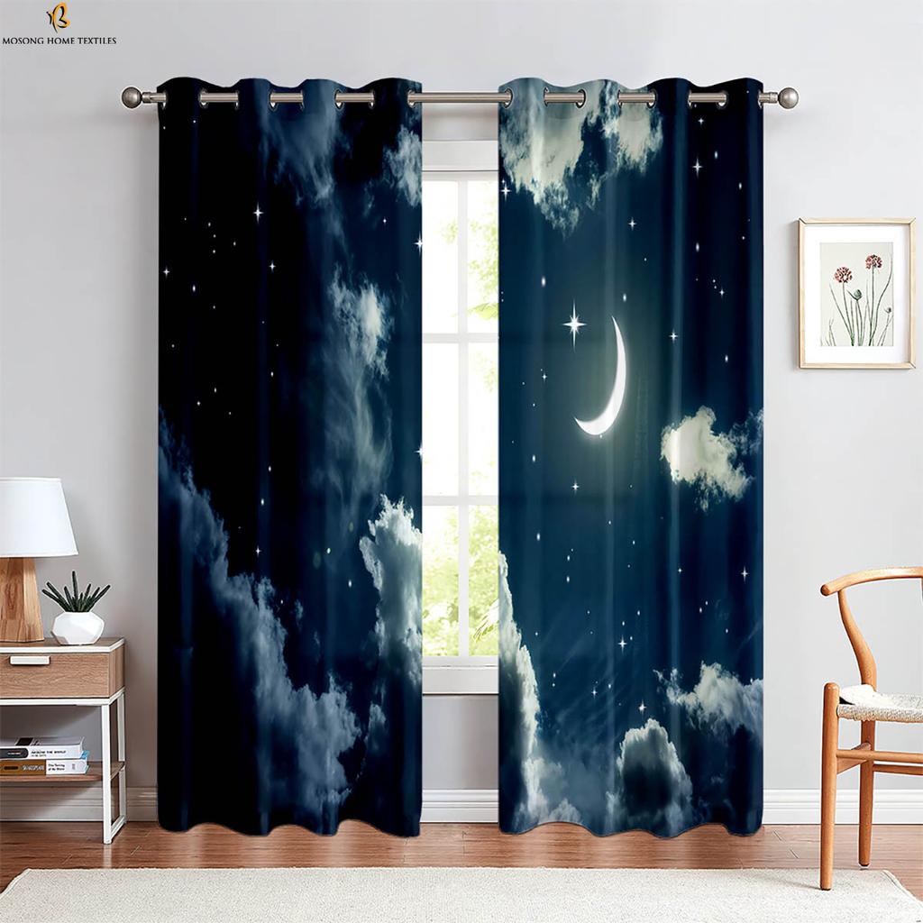 2-Pack Cosmic Starry Sky 3d Printed Curtains Bedroom Living Room Study Atmosphere Decoration Curtains Home Decoration