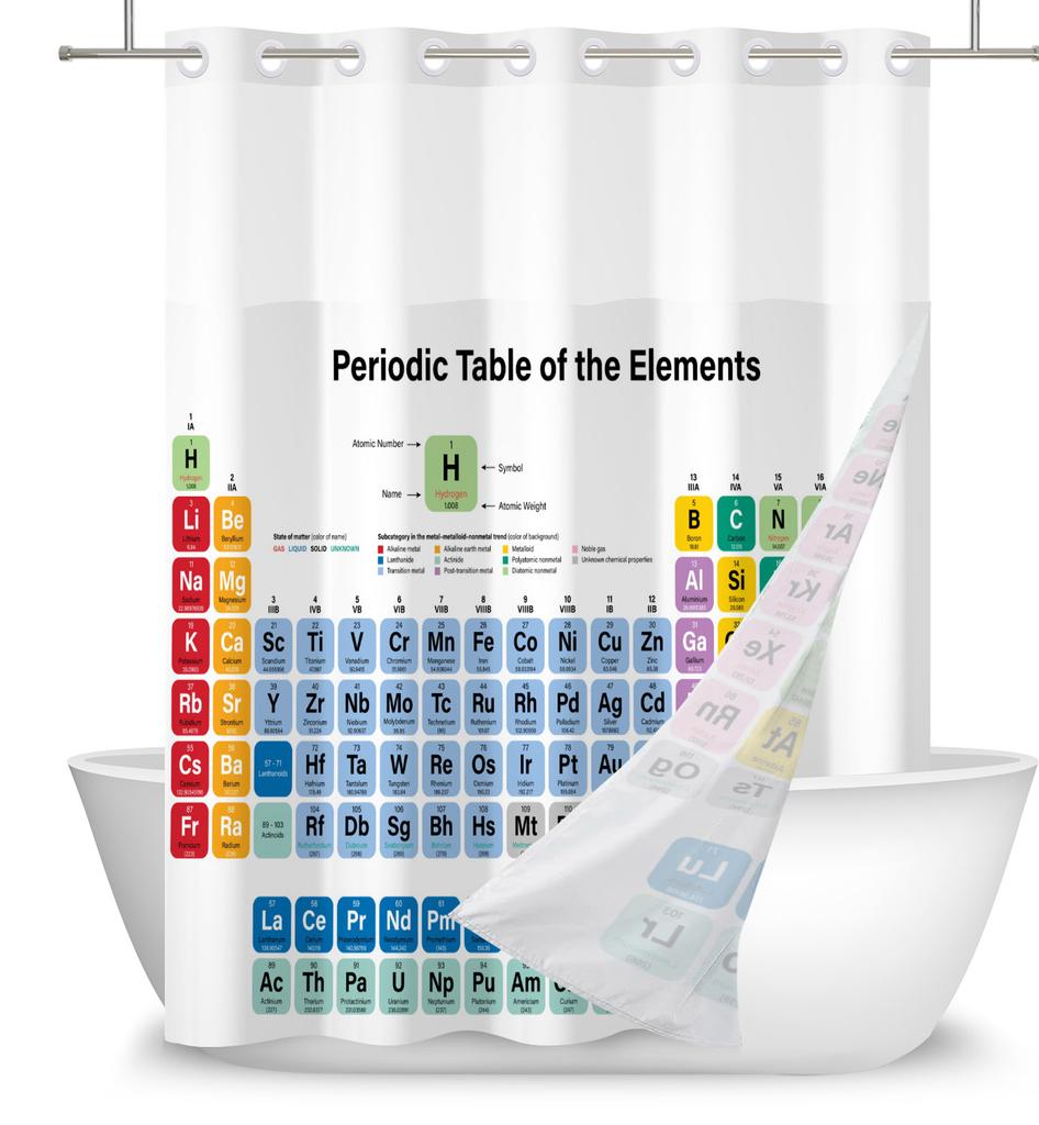 Creative Element Periodic Table Shower Curtain Modern Chemistry Pattern Waterproof Double Layer Bathroom Curtains Decoration