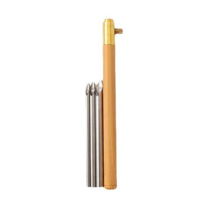 Punching Needle Set Wood Handle Embroidery Pen with Interchangeable Needle Head (5/3.5/2.5mm) for Embroidery Stitching